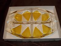 Glasschale,Gelb-und Klarglas,Waltherglas 4 geteilt, oval Saarland - Bous Vorschau