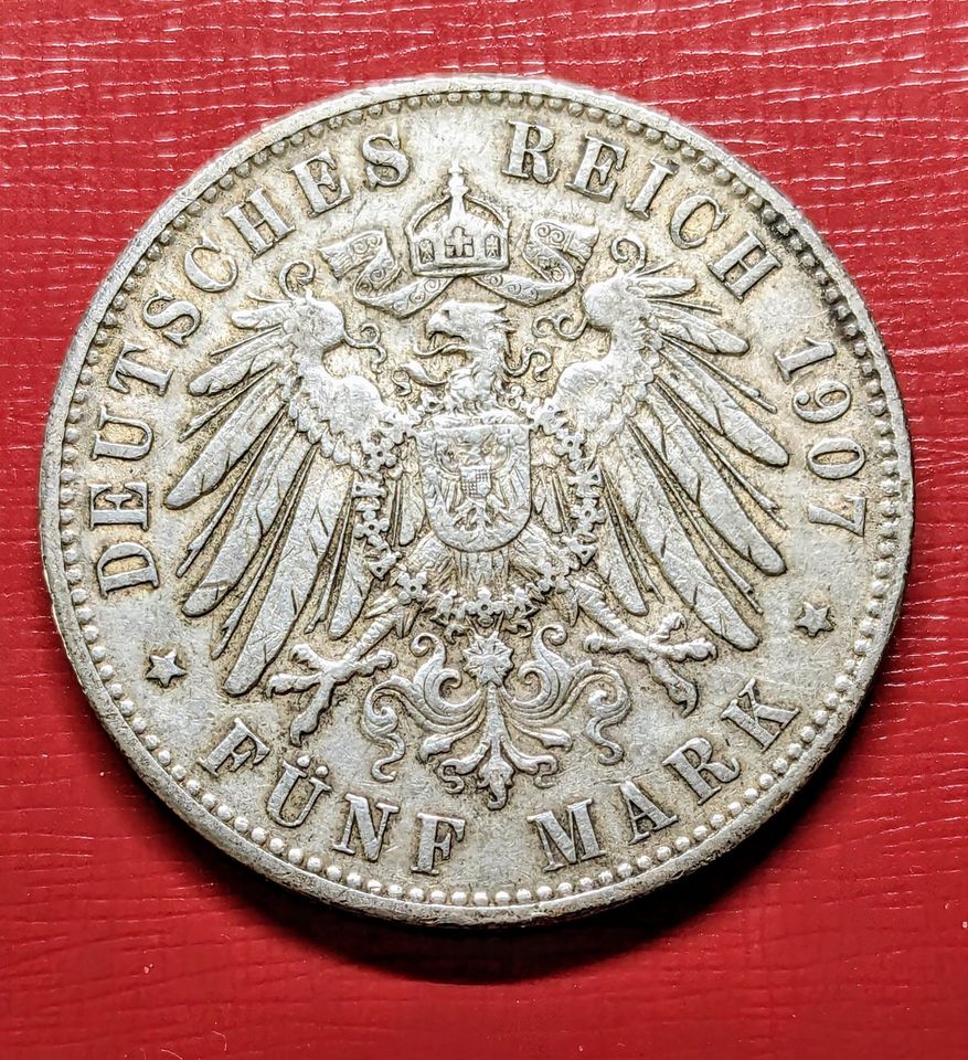 Freie und Hansestadt Hamburg 5 Mark Münze Deutsches Reich 1907 J in Dresden