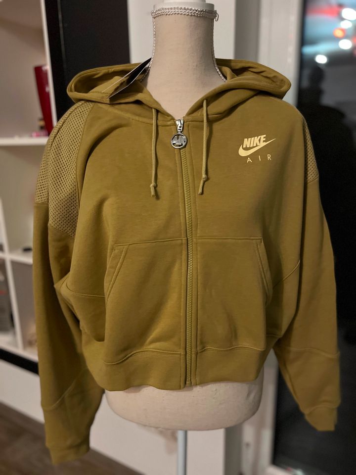 Nike khakigrüne Sweatjacke Damen Kapuzen Zip Hoodie Gr. XL L in Gyhum