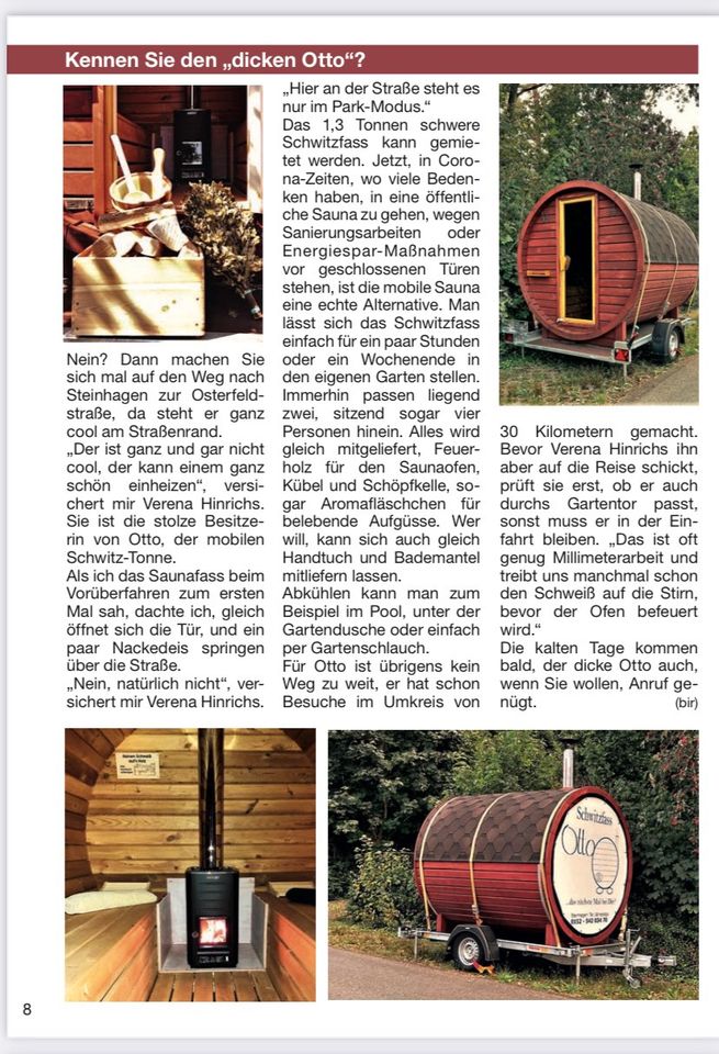 Mobile Sauna mieten – Mietsauna, Fasssauna Schwitzfass Otto in Steinhagen
