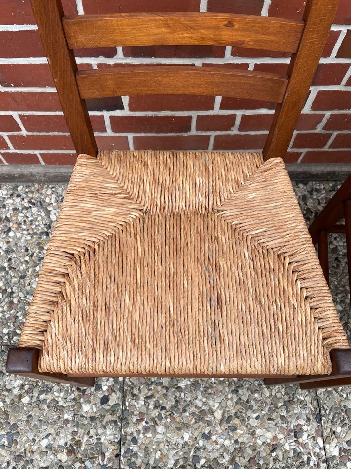 3 Stühle Binsengeflecht | Massivholz Stuhl in Schneverdingen