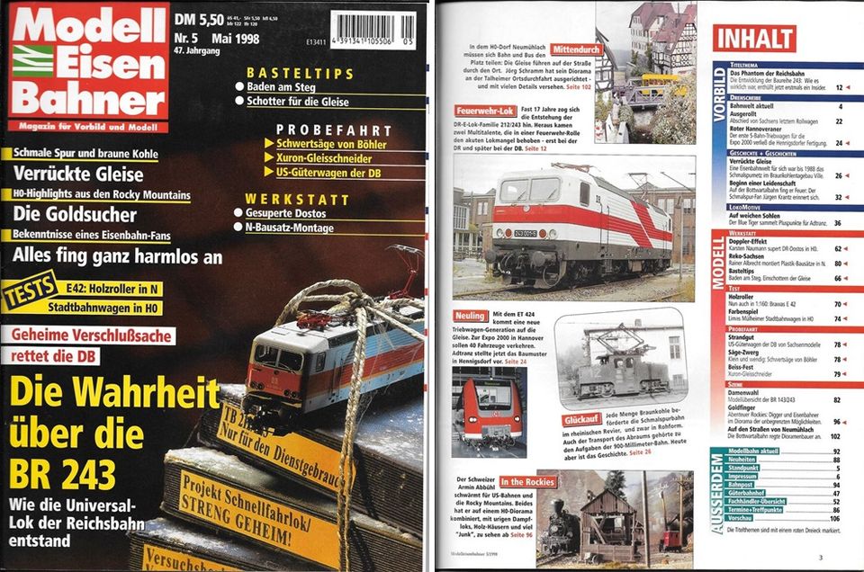 ZEITSCHRIFT „MODELL-EISENBAHNER“- 18 EINZELHEFTE aus 1998 + 1999 in Essen