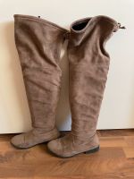 Overknee Stiefel taupe braun Kunstleder Wildleder Imitat 37 Hessen - Münster Vorschau