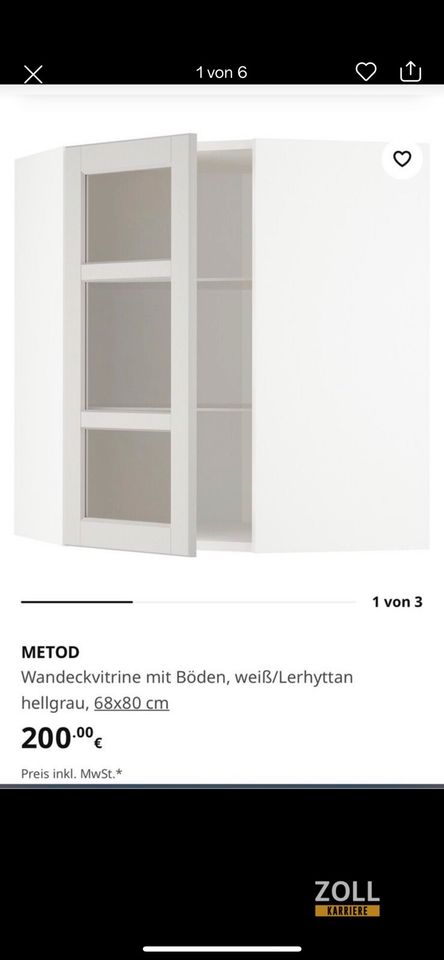 METOD Wandeckvitrine mit Glasböden in Bottrop