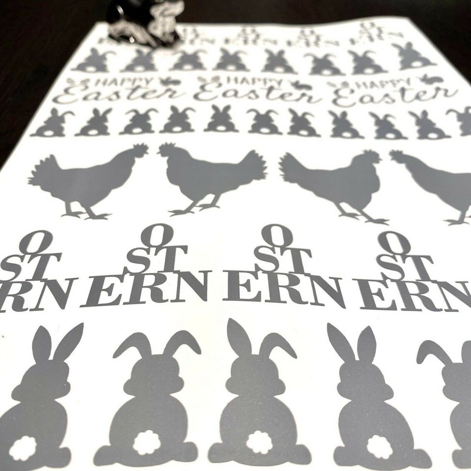 ╳ Stickerbögen „Ostern“ ╳ weiß, grau, schwarz Made with Love in Viersen