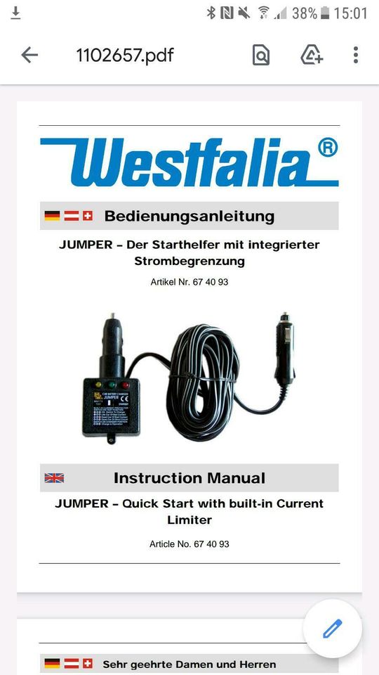 Jumper Starthelfer von Westfalia (originalverpackt) in Hamburg