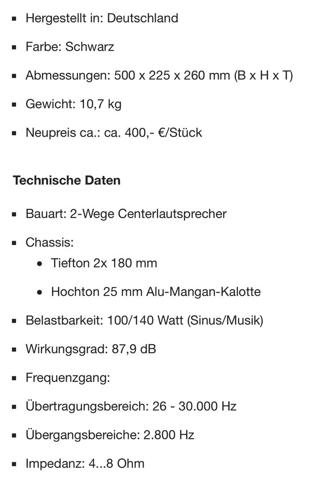 Canton AV 950 Center, Lautsprecher, Centerbox,Centerlautsprecher in Aachen