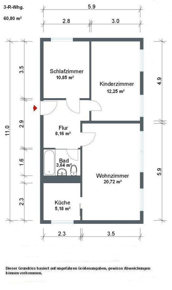 gut ausgestattete 3-Zimmer-Wohnung in Coswig