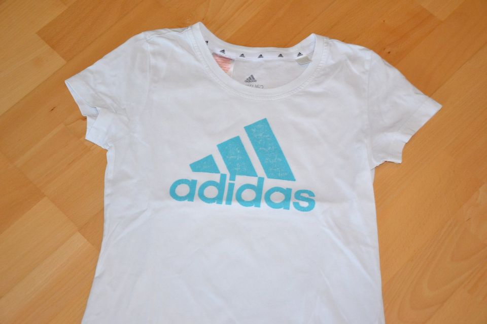 Adidas Sport Shirt weiß/türkis Gr. 152 in Mühlhausen