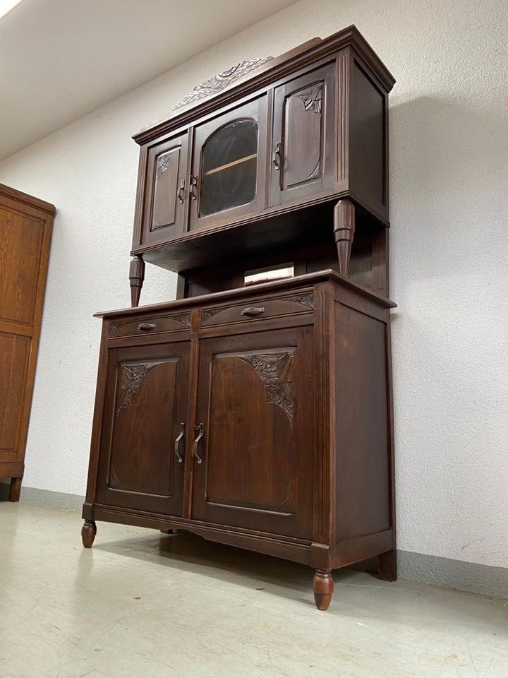 Antik Jugendstil  Buffet Anrichte mit Vitrine  Schrank Dunkel in Völklingen