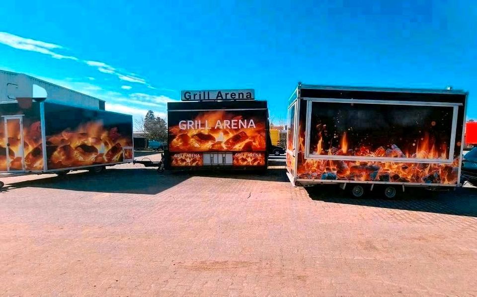 XXL Verschiedene Größen Imbissanhänger Imbisswagen mieten zu vermieten  verleih Foodtruck Verkaufswagen Grillwagen Dönerwagen Döneranhänger Foodtrailer Burgerwagen Wurstbude Streetfood Event mieten in Groß-Gerau