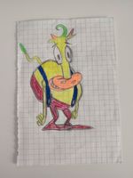 Olles, mit Bürostiften gemaltes Bild von Heffer Wolfe von Rockos modernes Leben von Nickelodeon Vintage Shabby Artismypassion Niedersachsen - Ostrhauderfehn Vorschau