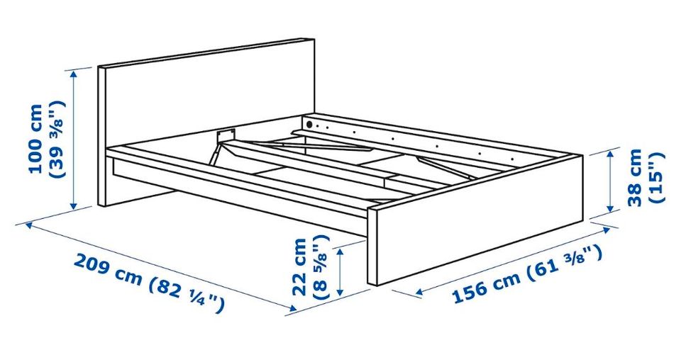 Ikea "Malm" Bett 140x200 inkl. Lattenrost verstellbares Kopfteil in Nordhausen