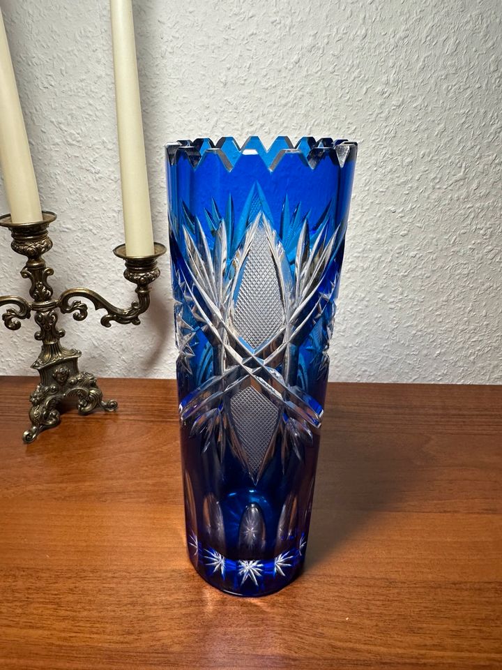 2 Kristall Bleikristall Kobaltblau Vasen Vintage in Schwedt (Oder)