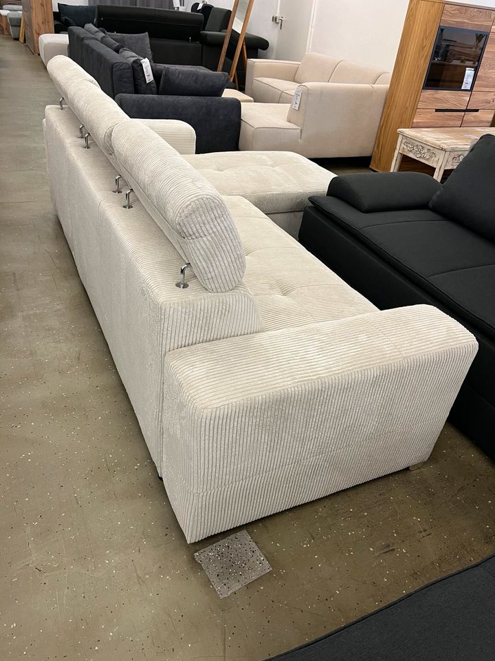 Schlafsofa Ecksofa mit Bettkasten und Schlaffunktion Cord Sofa in Marburg