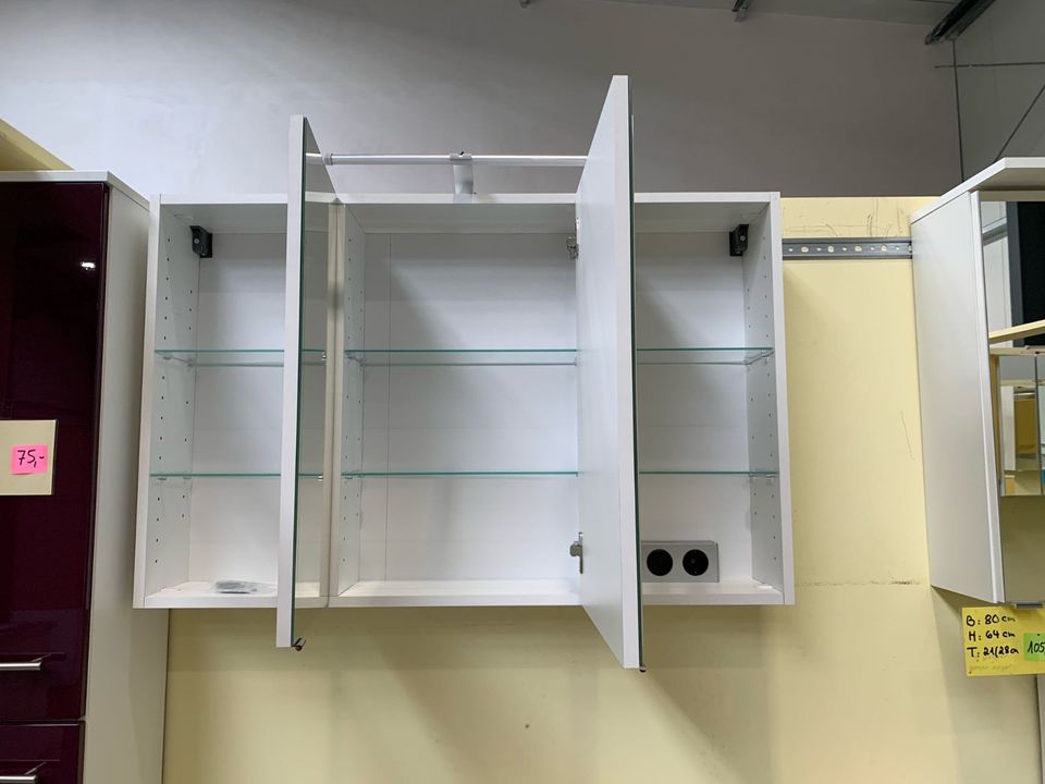 ⭐ 100 cm breit - Spiegelschrank in weiß mit LED Aufsatzlampe - Alibert - Spiegel - Badmöbel ● D&D Möbel⭐ in Hamm