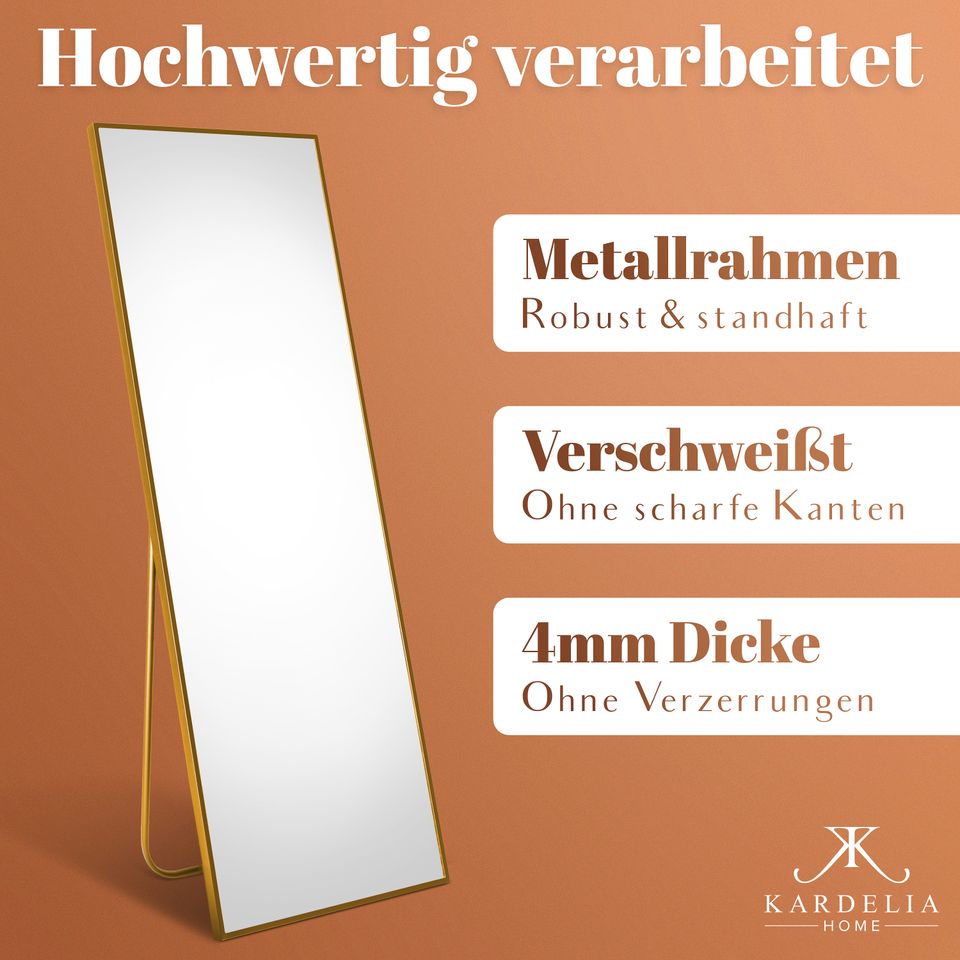 SHOP AUFLÖSUNG!! Spiegel NEU Schwarz Gold- Standspiegel 150x50cm in Hamburg