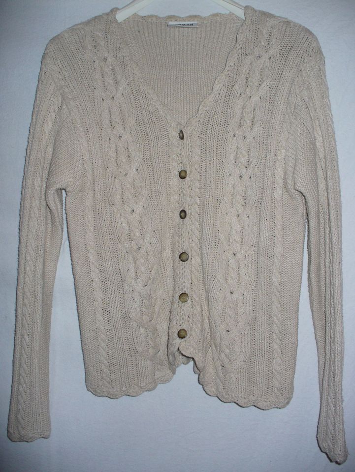 WOMAN Cardigan Strickjacke Weste M 100% Seide Silk Soire ecru in Obernkirchen