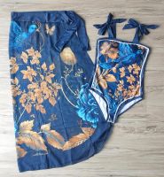 NEU Badeanzug Damen mit Rock Tuch, Rosen, blau, gold, elegant Set Brandenburg - Königs Wusterhausen Vorschau