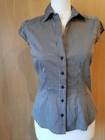 H&M Bluse stretch schwarz weiß kariert kurzarm Gr.36 Bayern - Ebermannstadt Vorschau
