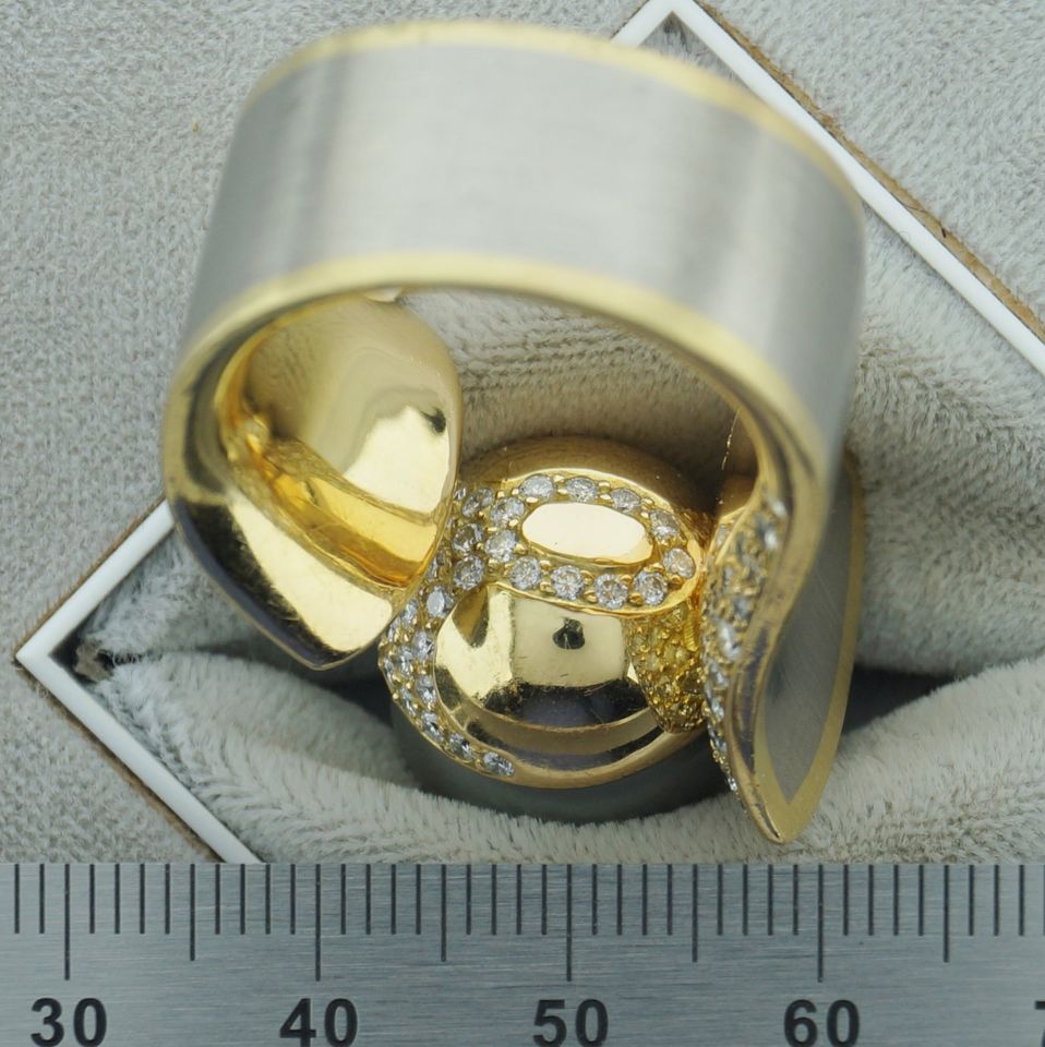 Ring Gold 750 Perle Brillant, Perlring, Brillantring, Goldring in Friedelsheim