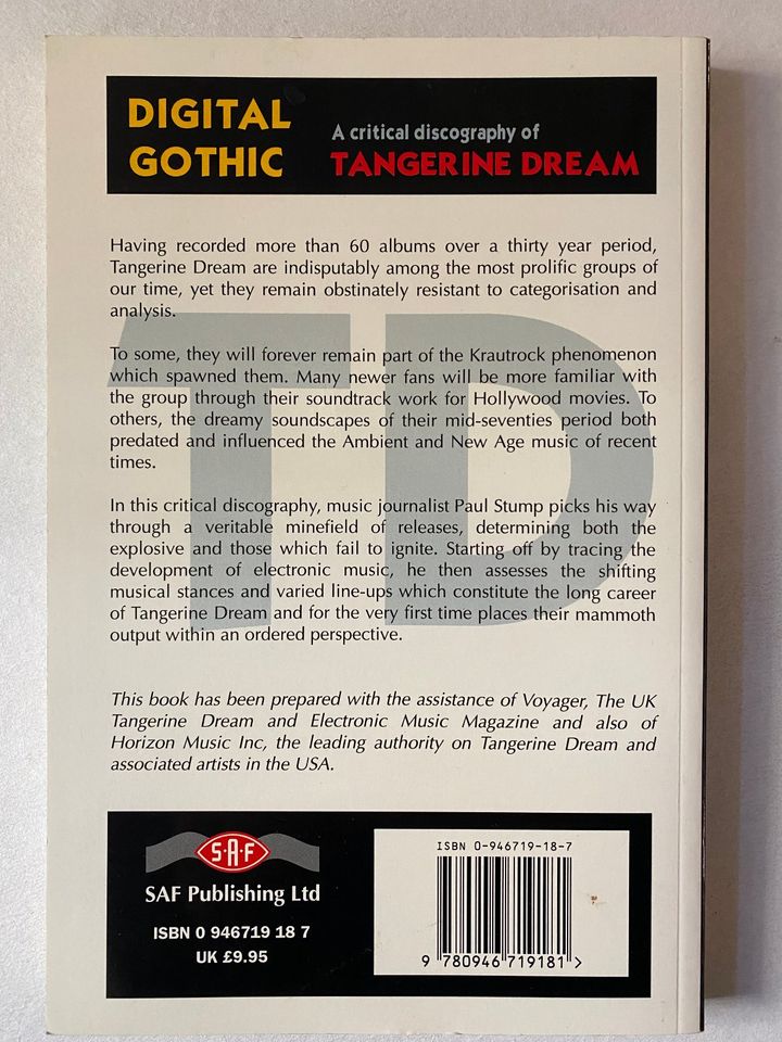 Digital Gothic - A critical discography of Tangerine Dream  BUCH in Berlin