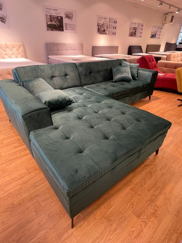 Solange Ecksofa 292 x 196 cm Grün (Samt) links Eltap Sofa in Taufkirchen Vils