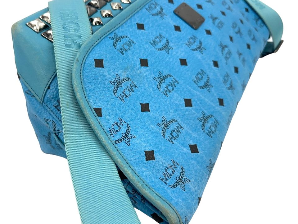 MCM Visetos Leder Umhängetasche FlapBag Crossbody Bag Tasche Blau in Schleswig