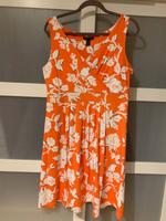 Lands' End Gr. M 40 42 Kleid ärmellos neon apricot mit Rosen Hessen - Langen (Hessen) Vorschau