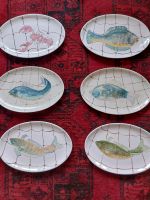 6 Keramik Teller für Fisch - handbemalt  NEU - Einzelstücke Bayern - Eggenfelden Vorschau