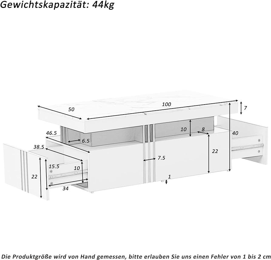 Moderner Couchtisch mit PVC- Musterplatte und 2 Holzschubladen in Berlin