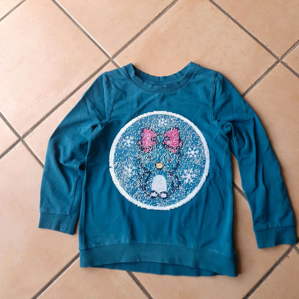 Hello Kitty Long Pullover C&A 128 Wende-Pailletten in Alfter