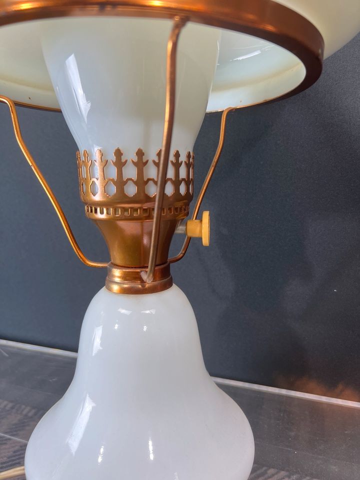 Tischlampe rar Lampe Glas Porzellan Kupfer dimmbar ca 20er Jahre in Schwerin