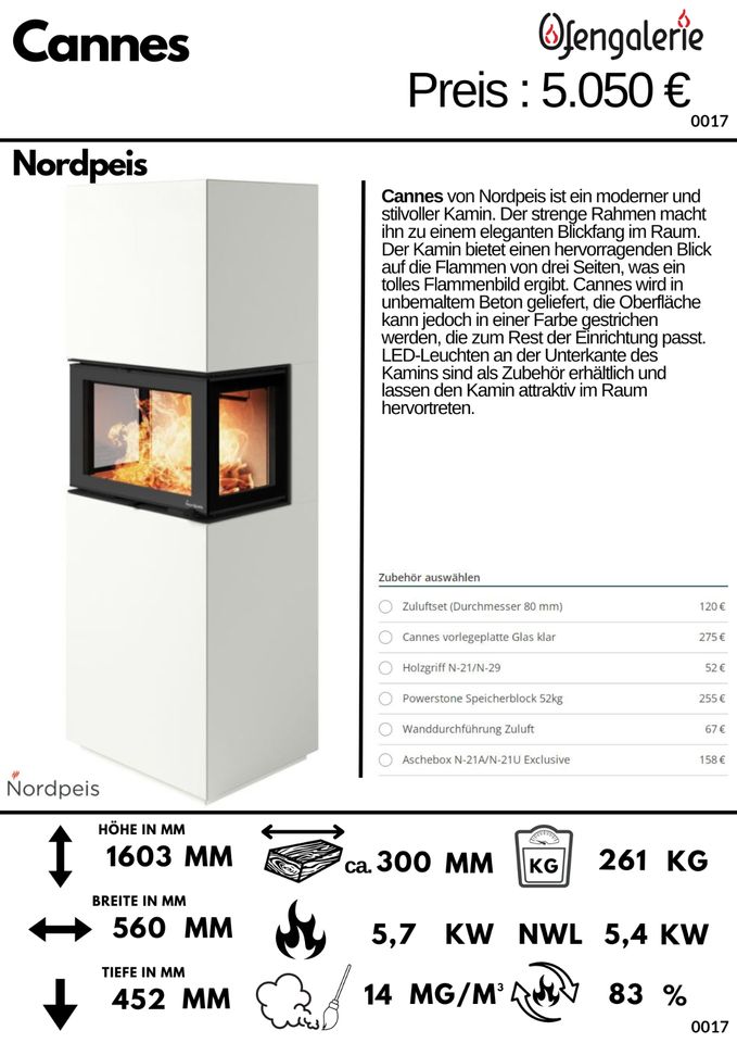 Kaminanlage Nordpeis Cannes II (Bausatz) NW 5,7 kW in Zeil