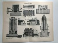 Metall Ofen Bergbau Siemens Eisen Erz antik Druck Zeichnung Bild Hessen - Kassel Vorschau