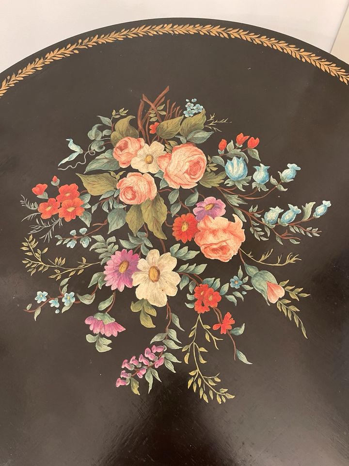 Hübscher antiker Salontisch, Napoleon III, Blumendekor, klappbar in Müllheim