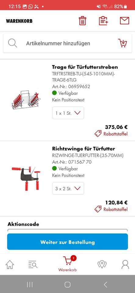 Türfutter streben + Richtzwingen Würth in Hirrlingen