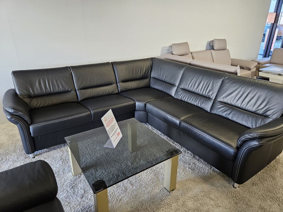 NEU ECHT LEDER Couch Wohnlandschaft Ledersofa schwarz Aussteller in Bocholt