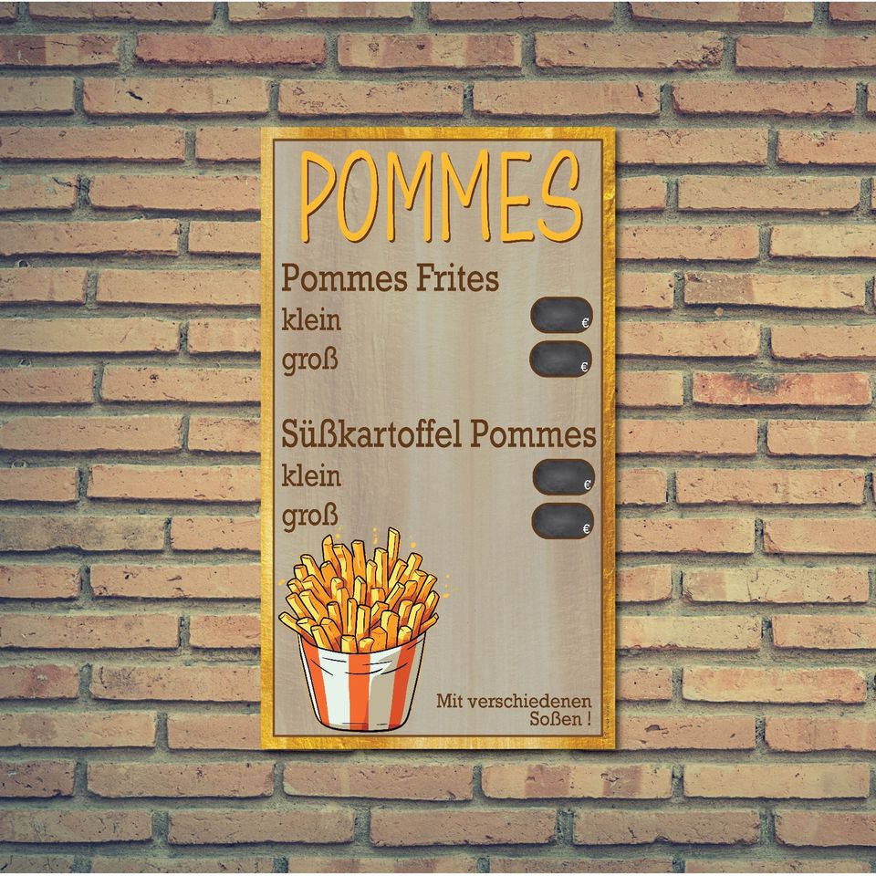 Preistafel Pommes Alu Dibond Reklame Schausteller in Bielefeld