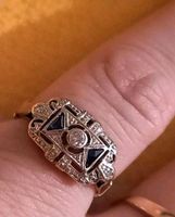 Art Deco Ring 750 Gold Saphir + Diamant Bayern - Regensburg Vorschau