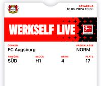Verkaufe Ticket Leverkusen vs. Augsburg Nordrhein-Westfalen - Bergisch Gladbach Vorschau