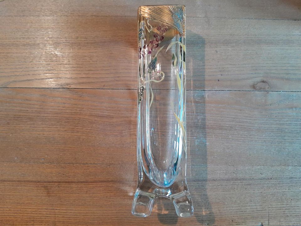 JUGENDSTIL Vase Glas Emailmalerei Gold in Neu Ulm