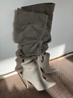 Zara Stiefel beige grau high heel highheel neu overknee Stoff München - Altstadt-Lehel Vorschau