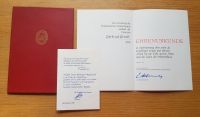 DDR-Urkunde zur Ehrenauszeichnung der Partei (SED) Medaille für 4 Bayern - Lindau Vorschau