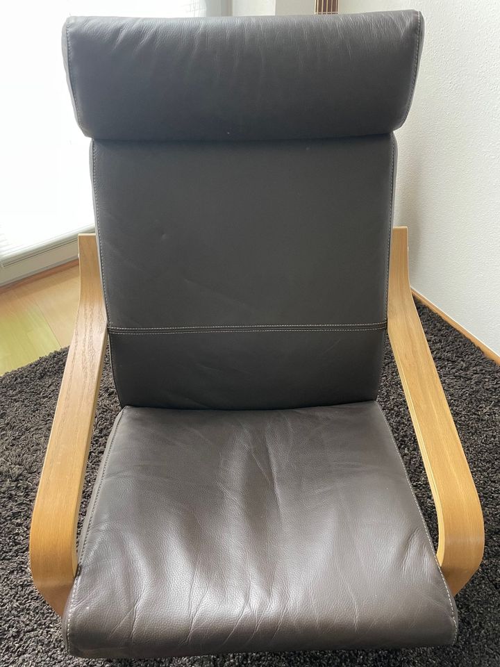 POÄNG Sessel Leder braun Schwingsessel Holz - IKEA Klassiker : ) in Donauwörth