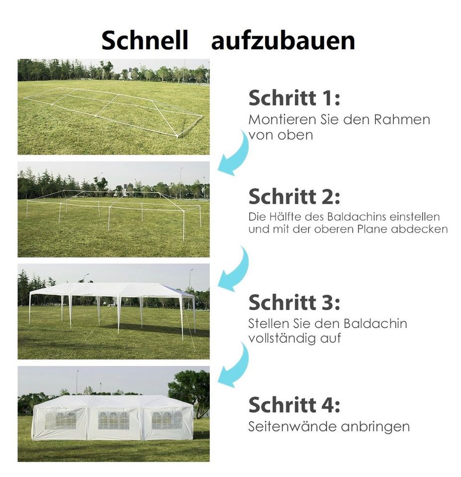 Gartenpavillon 3x9m Partyzelt Gartenzelt UV-Schutz Zelt in Bebra