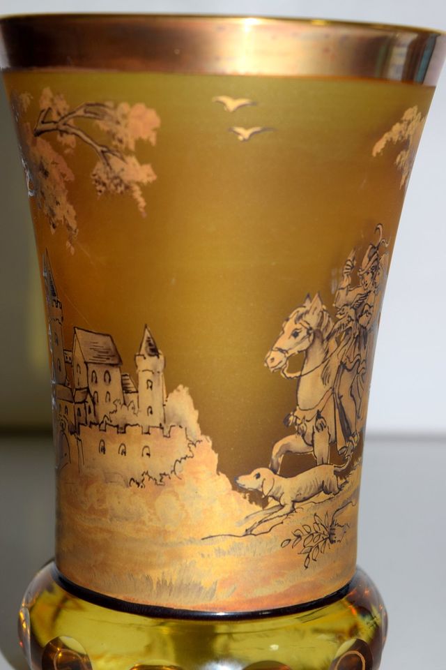 ORIGINAL Willy HERRMANN Jugendstil Kristall Gemälde gemalt Gold in Gelnhausen