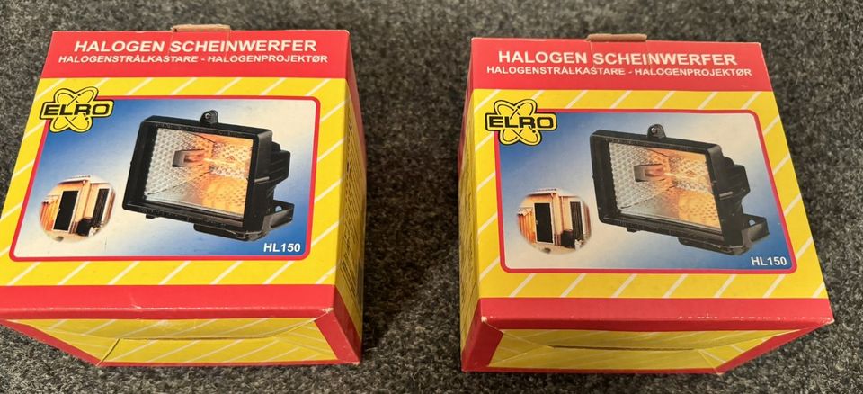 2 Halogenstrahler, Fa. ELRO, Mod. HL150, neu, originalverpackt in Stade