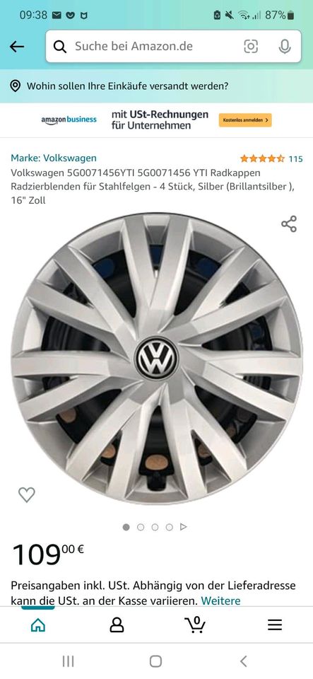 VW Radkappen orginal ,neuwertig in Kirchheim am Neckar