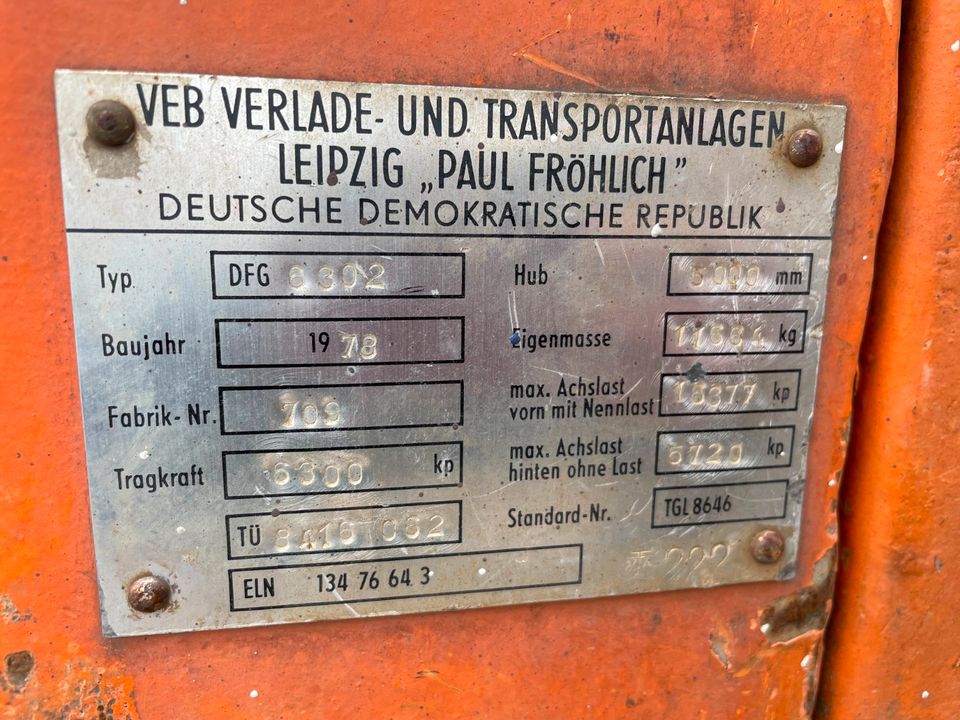 Gabelstapler "Paul Fröhlich" Typ DFG 6302 BJ 1978 in Bad Harzburg